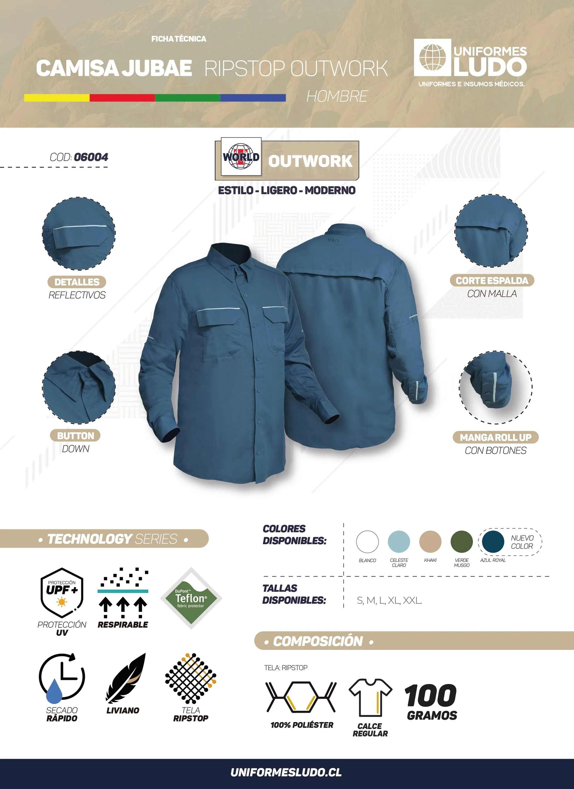 Camisa Jubae Ripstop Outwork Hombre