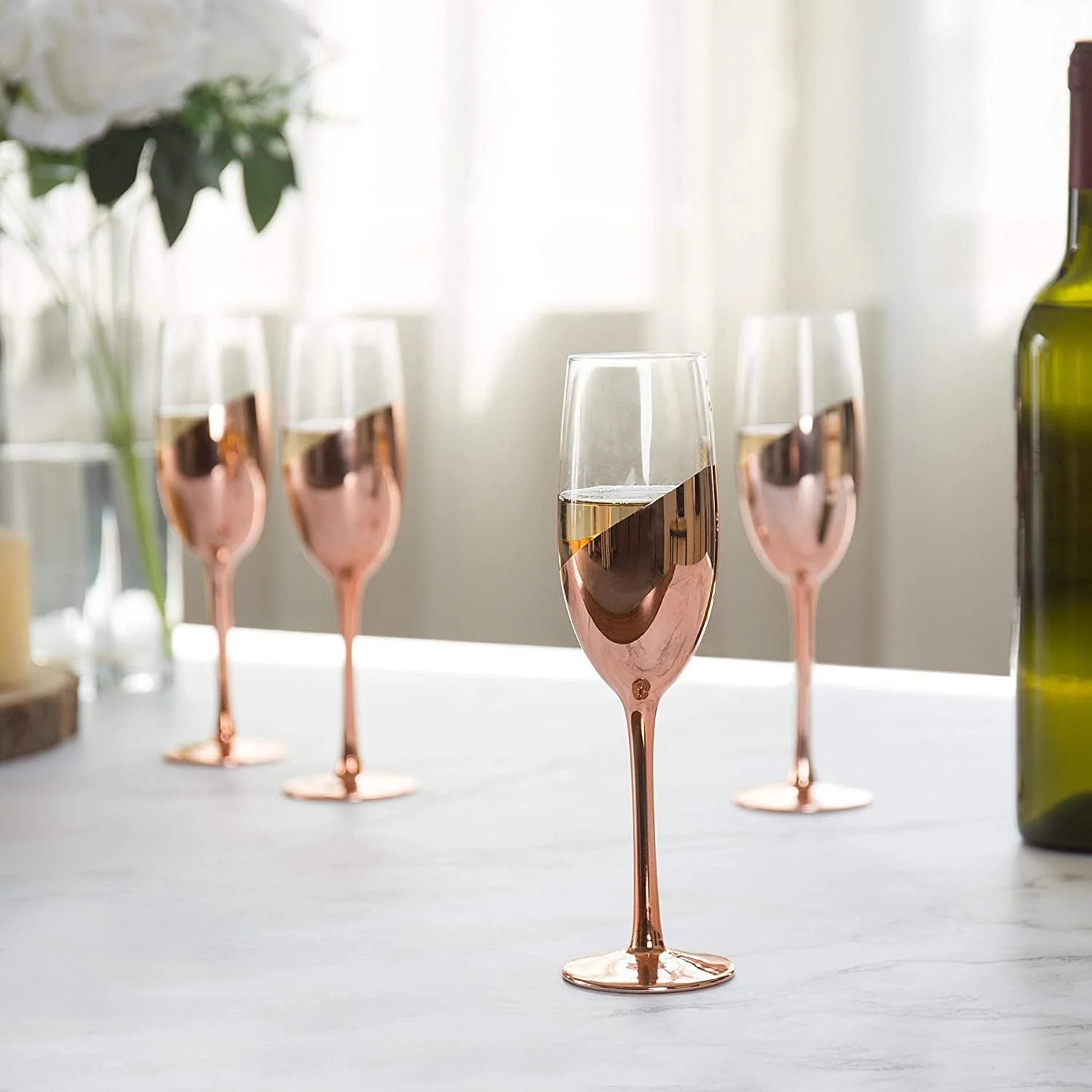 Set de 4 Copas Champagne Encobrizadas M85