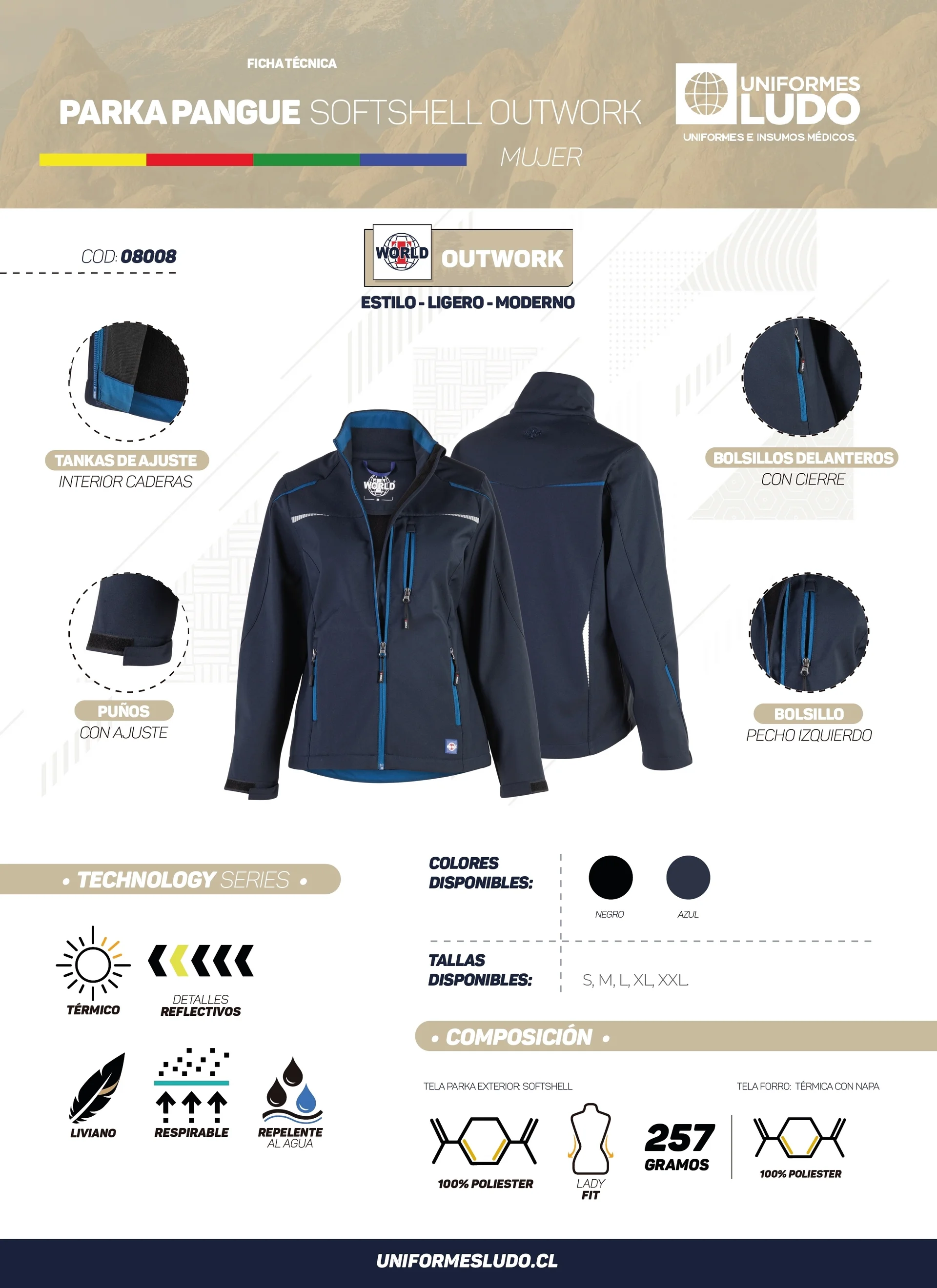 Parka Pangue Softshell Outwork Mujer