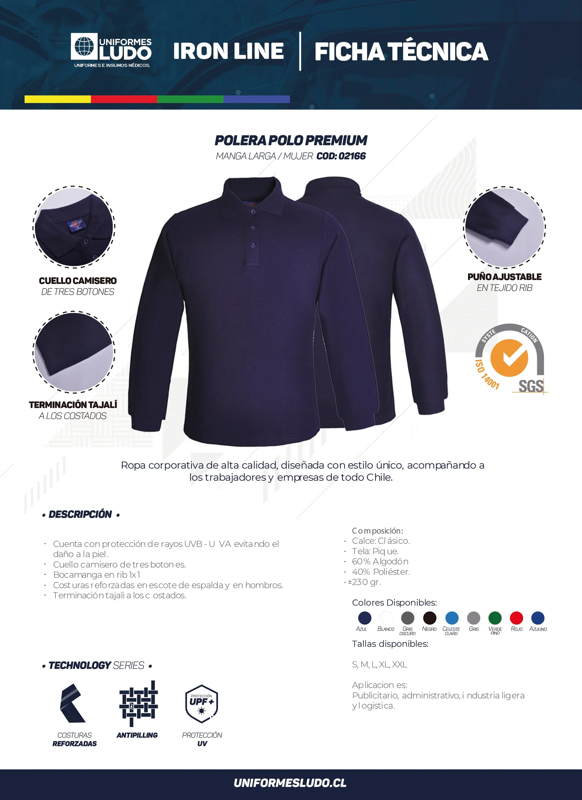 Polera polo manga larga mujer premium