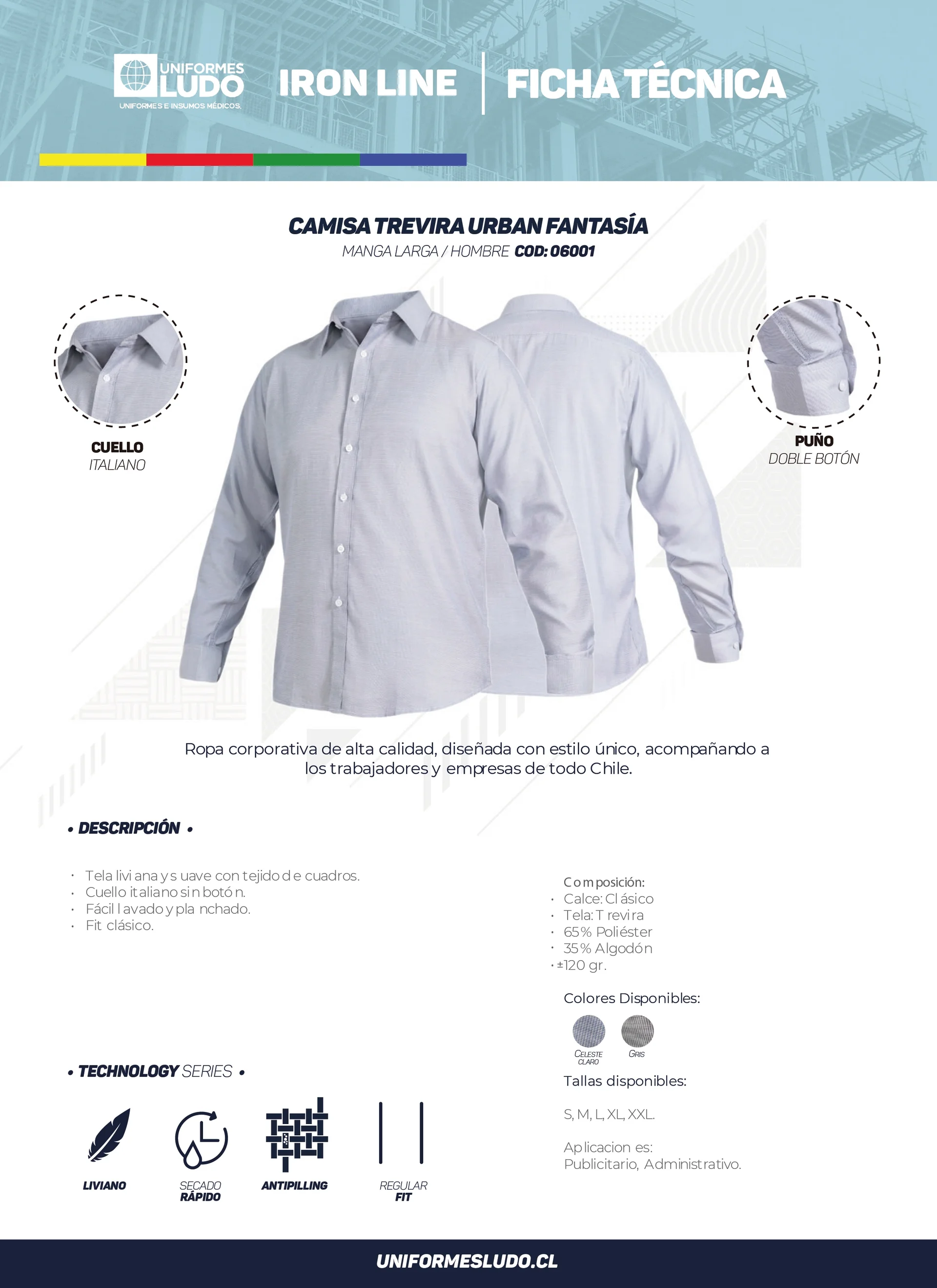 Camisa Trevira Urban Fantasía Manga Larga Hombre