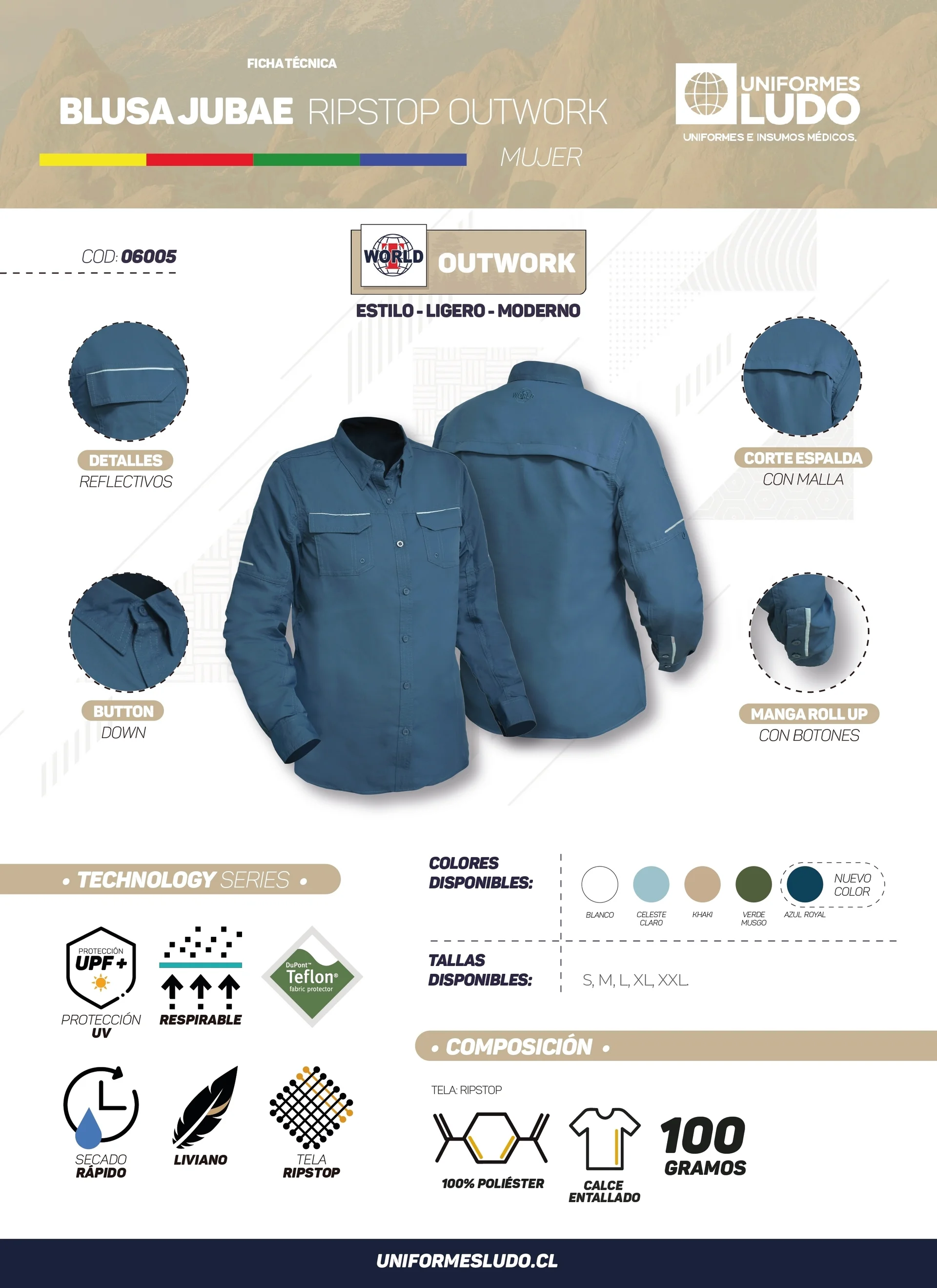 Blusa Jubae Ripstop Outwork Mujer