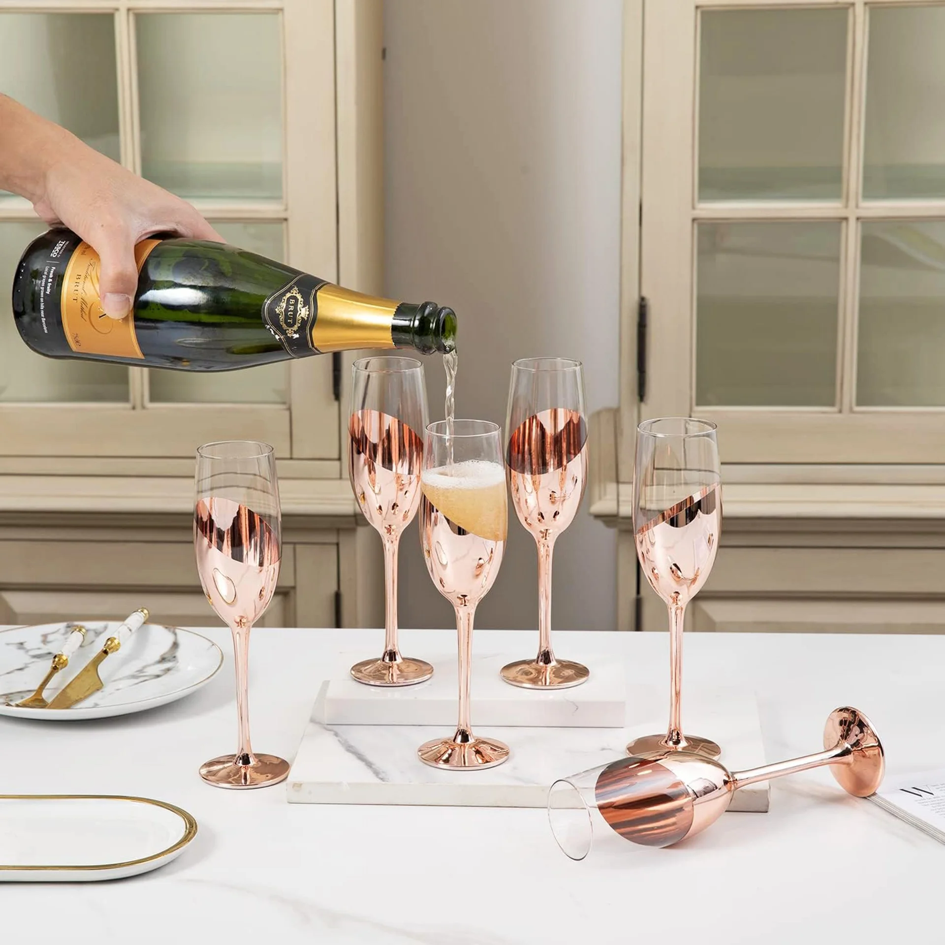 Set de 2 Copas Champagne Encobrizadas M84