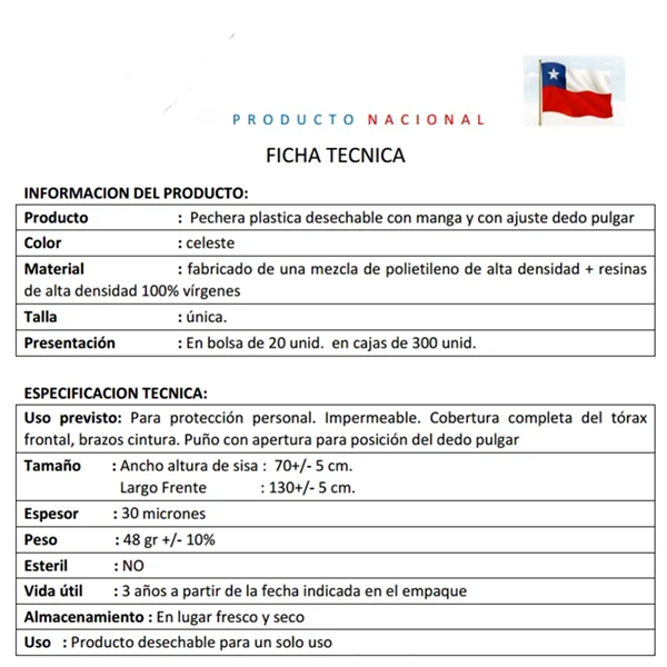 Pechera con Cinta de Amarre y Ojal