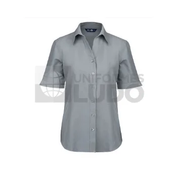 Blusa Oxford Manga Corta Mujer