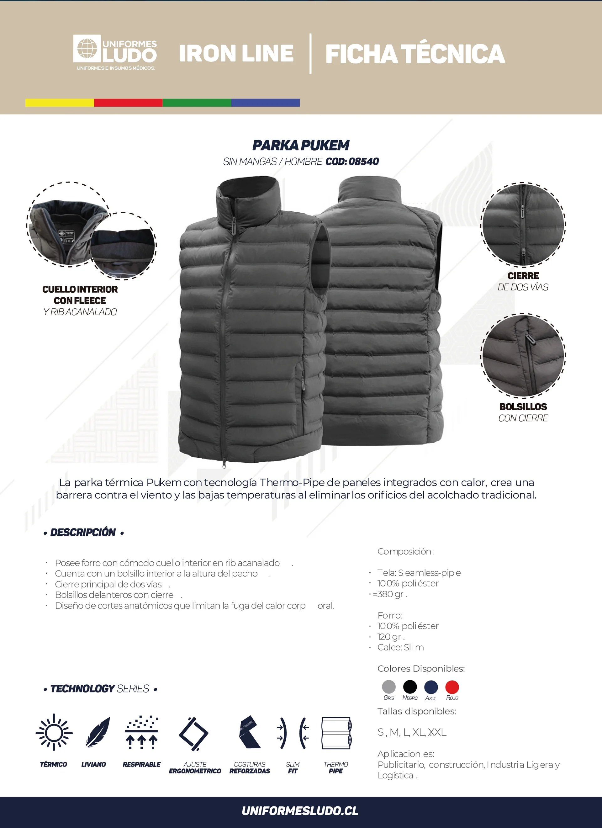 Parka Pukem Sin Mangas Hombre