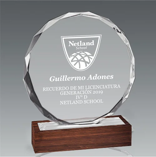Galvano Cristal con Base de Madera BLAS 51