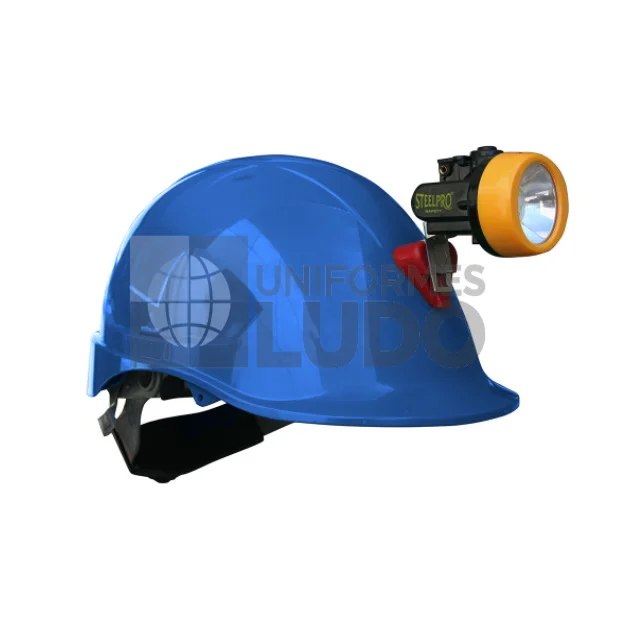 CASCO STEELPRO ABS MTA AZUL CON PORTALAMPARA FULL