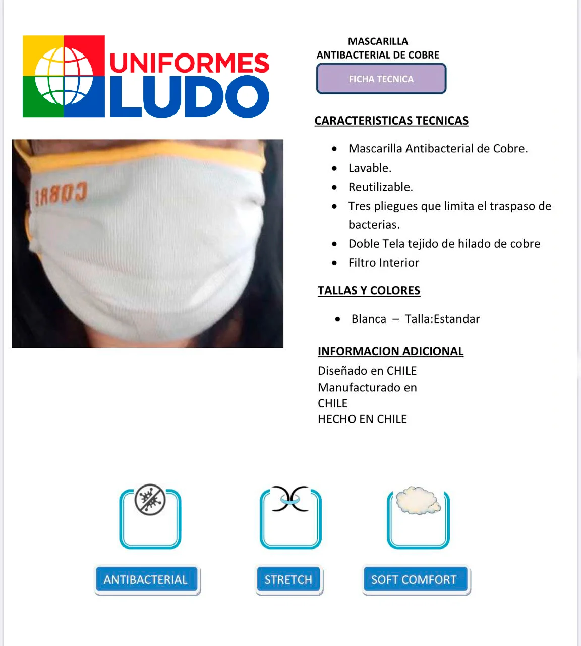 Mascarilla antibacterial de cobre