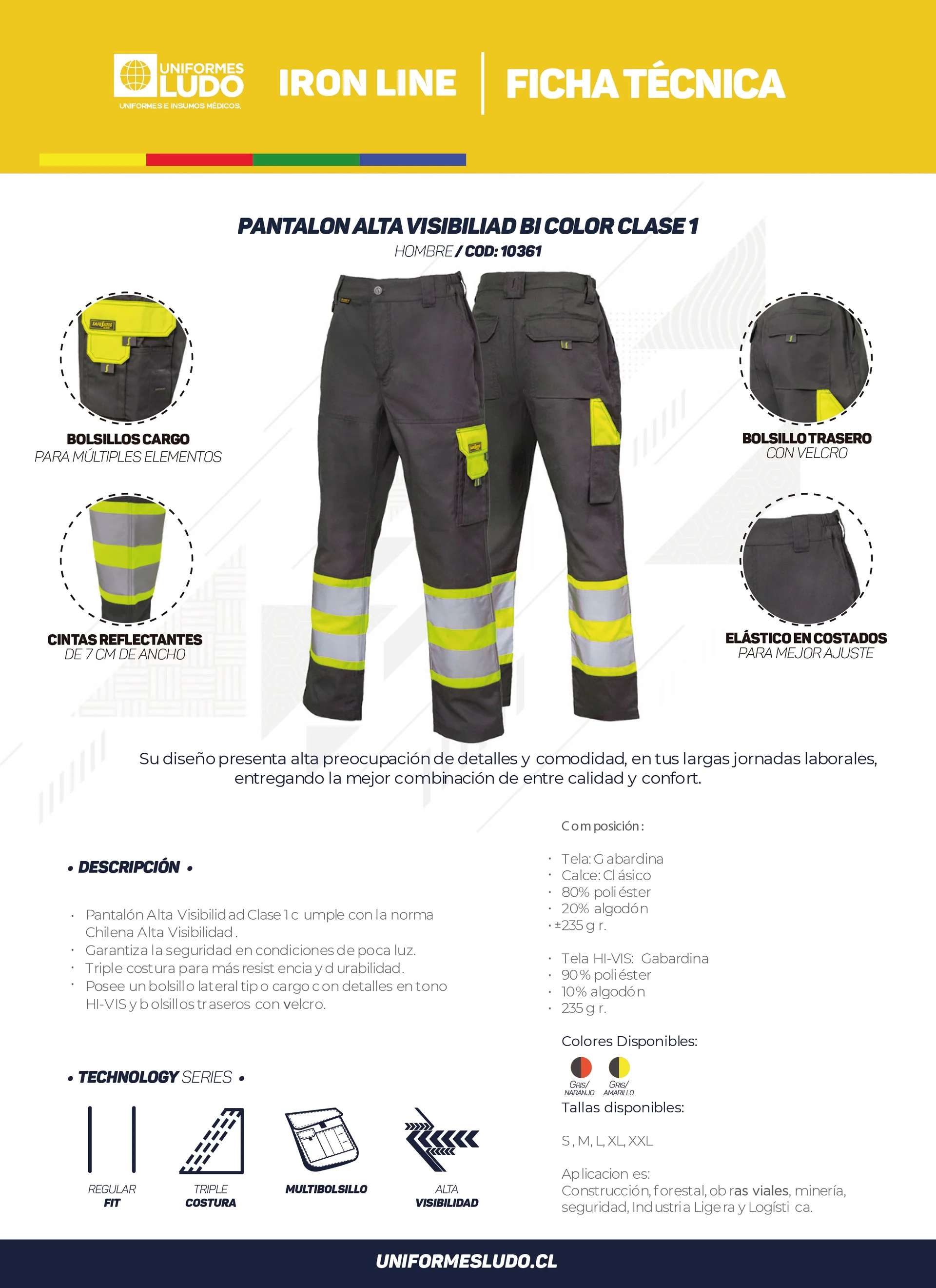 Pantalón Alta Visibilidad Bi Color Clase 1