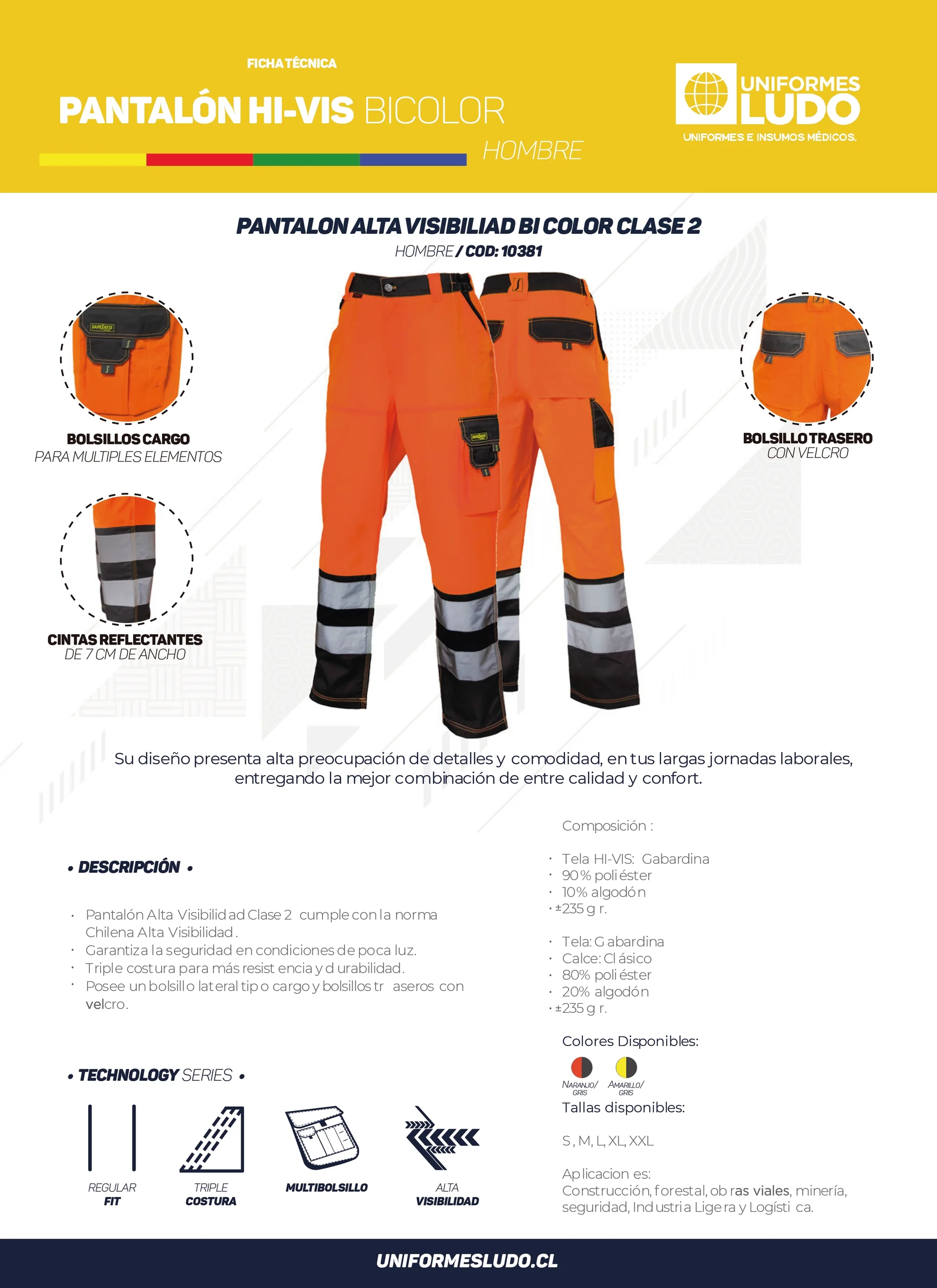 Pantalón Alta Visibilidad Bi Color Clase 2