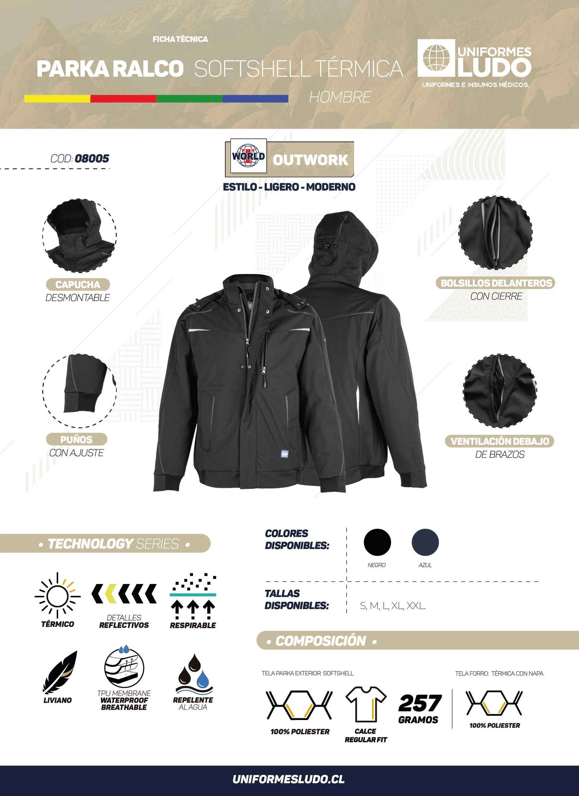 Parka Ralco Softshell Térmico Hombre
