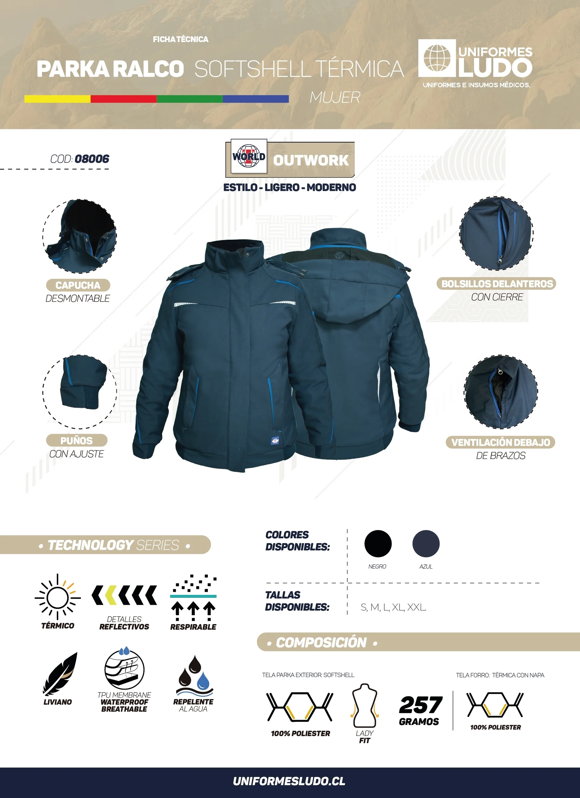 Parka Ralco Softshell Térmico Mujer