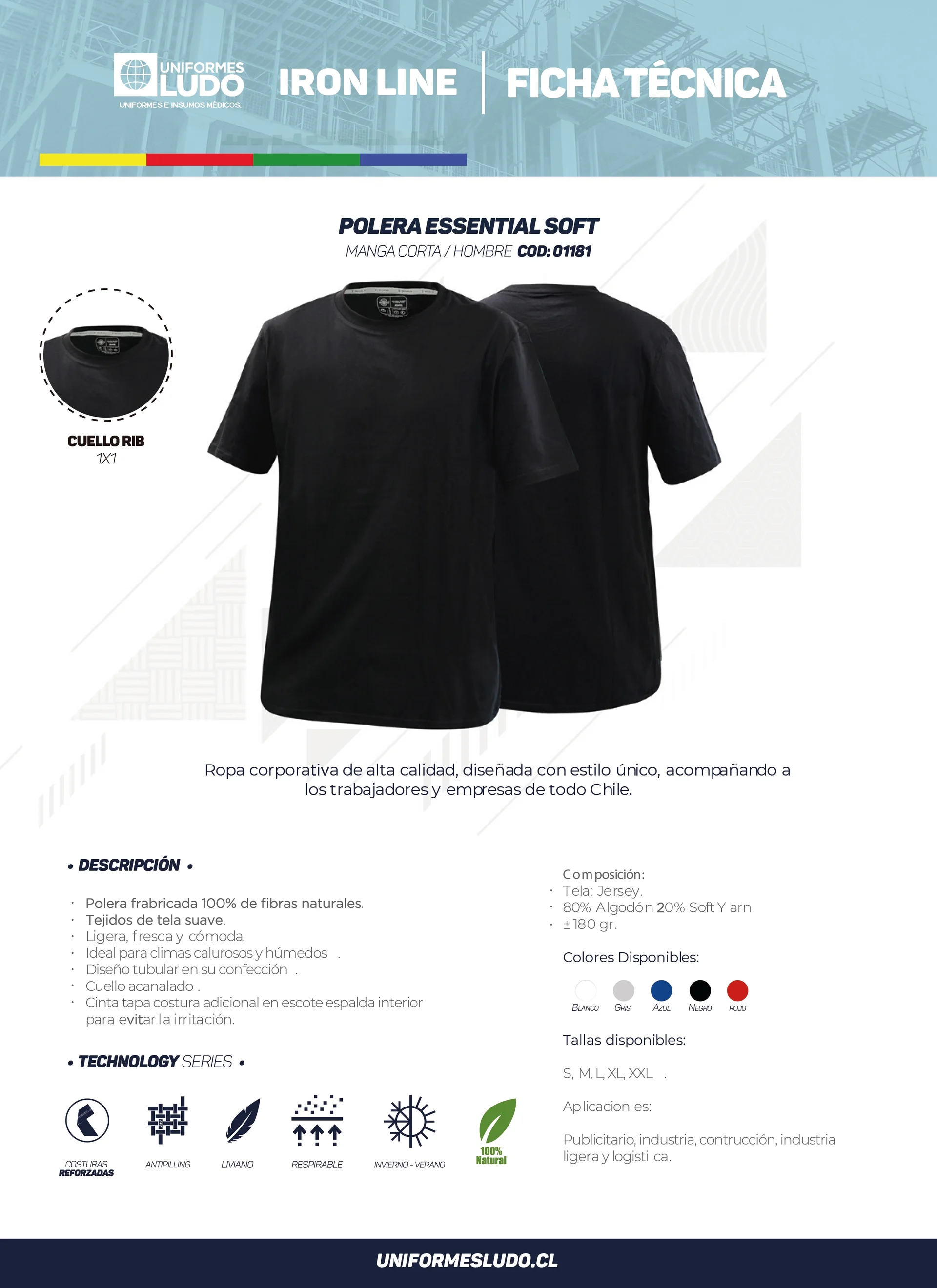 Polera essential soft manga corta hombre