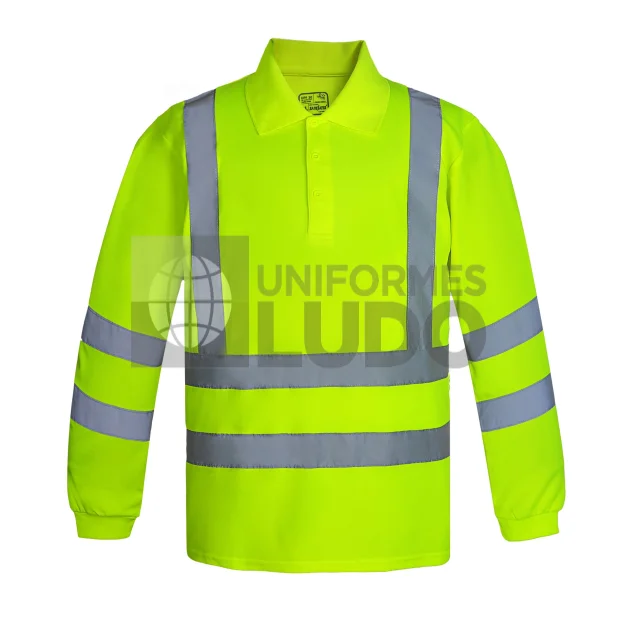 Polera polo dry fit manga larga con cinta reflectiva