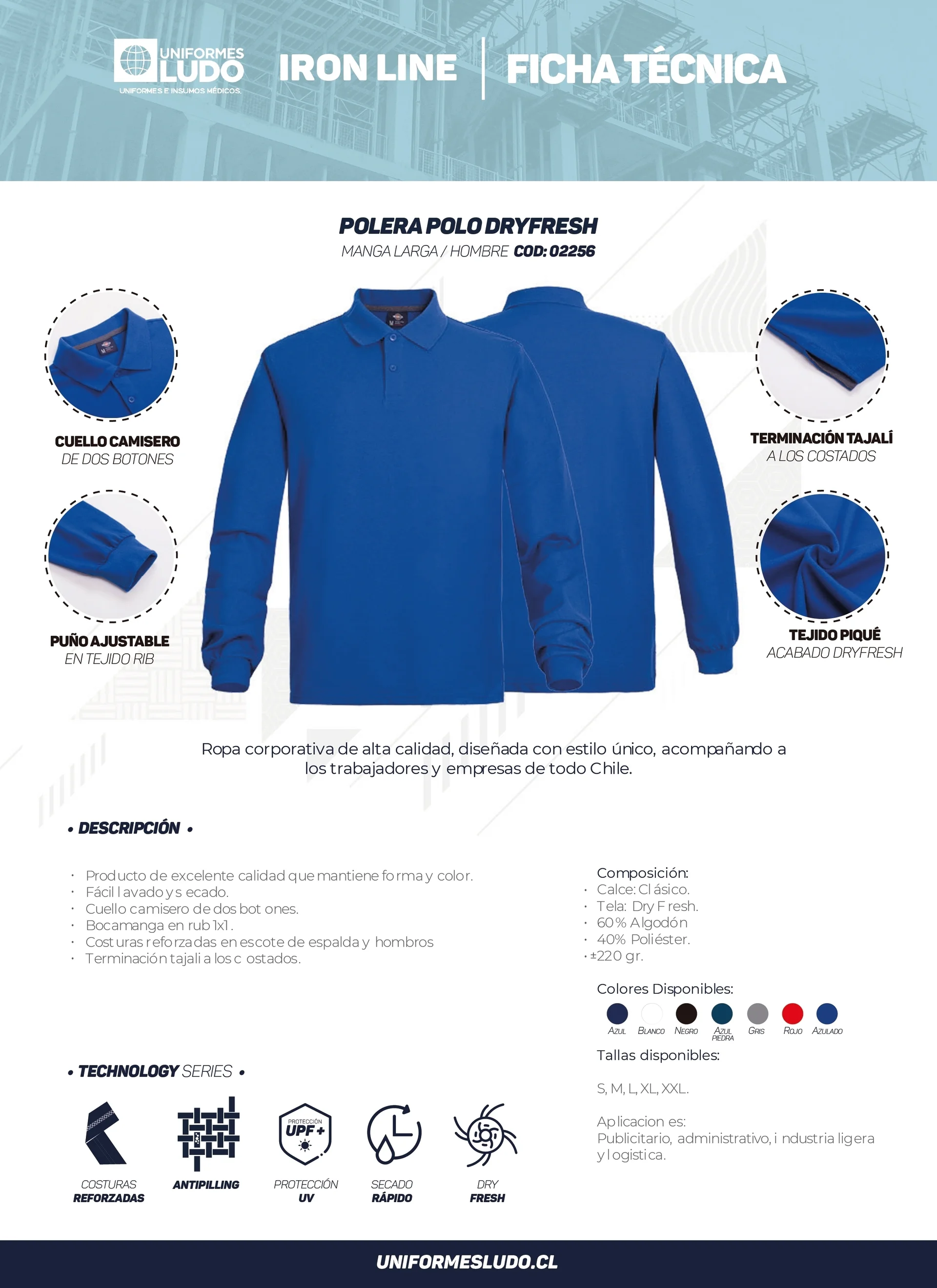 Polera polo dryfresh manga larga hombre