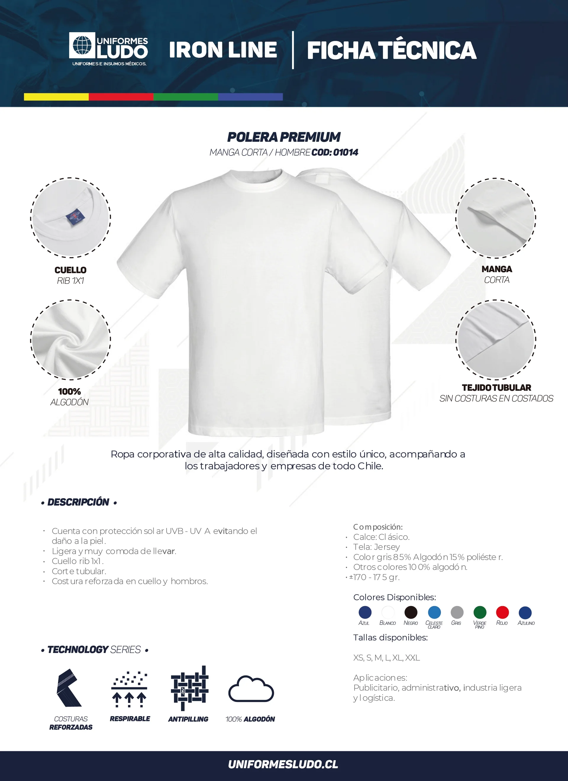 Polera premium manga corta hombre